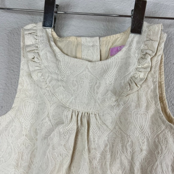 Pillin Girl's Jacquard Hummingbirds Dress Cream Sleeveless Size 4 - Picture 6 of 7